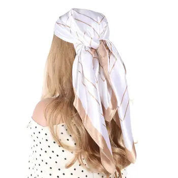 Шарф для головы/Волос, Квадратные шелковые шарфы из белого золота, Женский Летний Хиджаб, Многофункциональная Модная Бандана, Платки Оптом