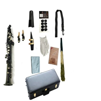 Реальные фотографии MARGEWATE Сопрано-саксофон Си бемоль, черный никелированный профессиональный музыкальный инструмент Sax с аксессуарами в чехле