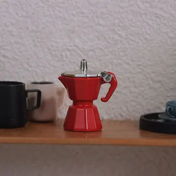 Реалистичная миниатюрная кофеварка, игрушка, милая модель из сплава, аксессуары для кукольного домика, мини-кофейник