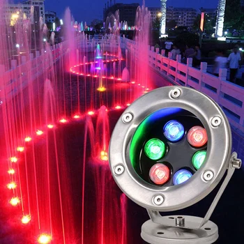 Свет Фонтана из нержавеющей Стали LED С Регулируемым Углом Наклона IP68 AC 12V RGB Multi Color Changing Swimming Underwater Light