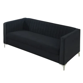 Бархатный диван на 2-3 места, изысканное диванчик с вертикальными полосами и металлическими ножками для гостиной, спальни, офиса