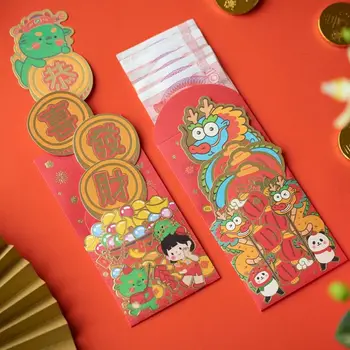 3 шт./компл. Китайские новогодние украшения, Китайский дракон, красный конверт, упаковка для карточек 