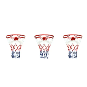 Новинка-3 шт 32 см Настенное Баскетбольное Кольцо С Сеткой, Металлический Обод, Подвесной Баскетбольный Мяч, Настенный Обод С Винтами, Спорт В помещении На Открытом воздухе
