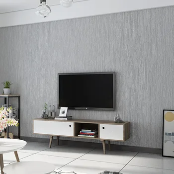 Современные минималистичные обои из льна в полоску серого цвета с чистым пигментом Фоновая стена спальни гостиной в Скандинавском стиле Обои