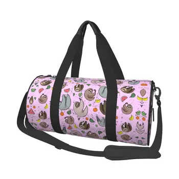 Милые ленивцы в розовой спортивной сумке Подарок на день рождения Оксфордские спортивные сумки с обувью, тренировочная сумка с принтом, графическая сумка для фитнеса для пары