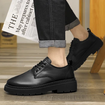 2023 Новая Модная Мужская обувь Летние Черные Мужские Кожаные туфли Мужская Модная Рабочая обувь Повседневная Модная обувь Обувь для мужчин