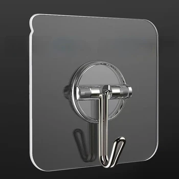 Прочные самоклеящиеся крючки из прозрачной нержавеющей стали, вешалка для ключей для кухни, двери в ванную, настенная многофункциональная
