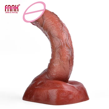 Искусственный пенис FAAK, Страпон, Силиконовый Реалистичный Изогнутый Фаллоимитатор С присоской, секс-игрушки для женщин, Женский Мастурбатор, Прикосновение к коже