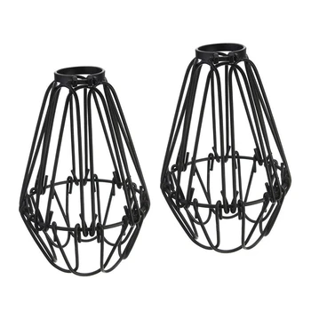 Регулируемый абажур в проволочной клетке, 2 комплекта металлической решетки для защиты ламп в птичьей клетке, подвесной светильник, подвесной держатель лампы