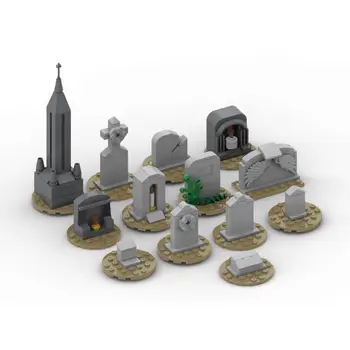 Модель набора надгробий 13 в 1 для Хэллоуина, строительные игрушки, 232 штуки, сборка MOC