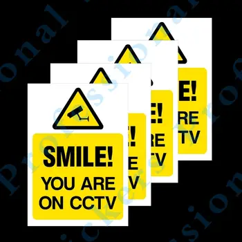 4x Smile You Are on CCTV Жесткая Пластиковая Вывеска или Наклейка (MISC16) Водонепроницаемые Виниловые наклейки для автомобилей Motos