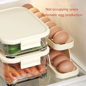 Дозатор для яиц в холодильнике, контейнер для хранения яиц с автоматическим скручиванием, компактный лоток для яиц в холодильнике Долговечный