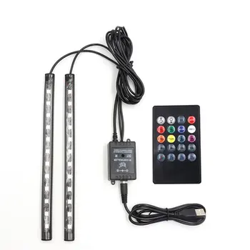 Светодиодное окружающее освещение для ног автомобиля С подсветкой прикуривателя USB Приложение для управления музыкой RGB Декоративное освещение интерьера автомобиля