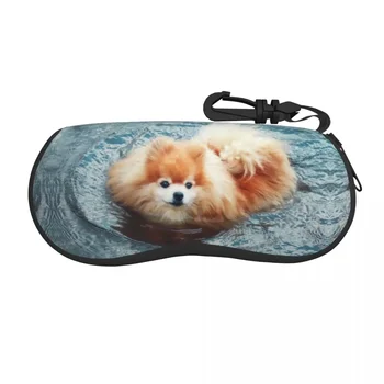 Изготовленная на заказ собака Померанский шпиц, плавающая в воде, футляр для очков, оболочка для щенка, футляр для очков, коробка для солнцезащитных очков
