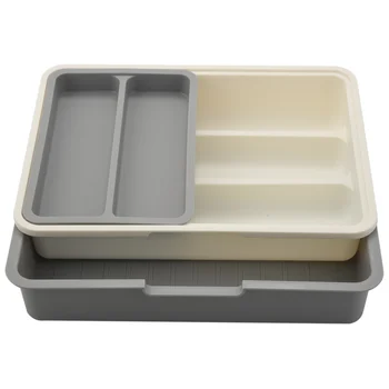 Выдвижной лоток для столовых приборов, Расширяемый регулируемый ящик для посуды, органайзер для кухонной утвари, многоцелевое хранилище для кухни