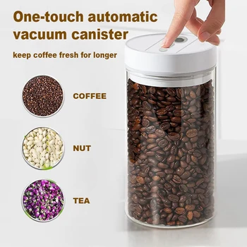 Электрический резервуар для кофе в зернах с вакуумной запечаткой, Банки для хранения продуктов, бытовой влагостойкий Герметичный контейнер для отвода воздуха