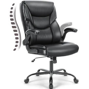 Офисные кресла для руководителей с высокой спинкой, большие и высокие, кожаные, с откидной поясничной опорой, регулируемая высота, колеса, с мягкой подкладкой, черные