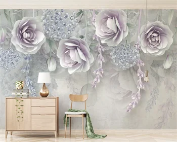 beibehang 3d обои Пользовательские обои фреска цветок лаванды 3d стерео рельефный цветок тв фон стены papel de parede