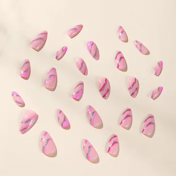 Носимый маникюр Миндальные накладные ногти Водонепроницаемая заостренная головка Полное покрытие для ногтей Типсы для ногтей для женщин