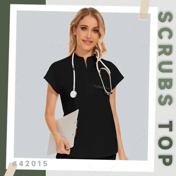 Медицинские скрабы для медсестер, топы, женская клиническая спецодежда, футболки с коротким рукавом, униформа доктора, медсестры, блузка, хирургическая одежда