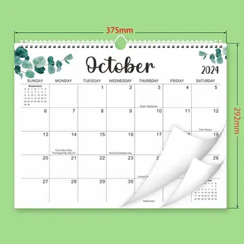 Январь 2024- июнь 2025 Английский настенный календарь на 18 месяцев, подвесной календарь для домашнего офиса, Бумажное расписание, Записка о годовом планировании.