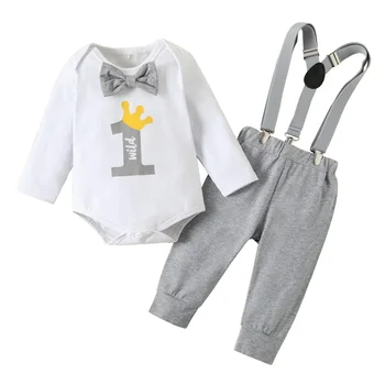 Вечерний наряд для мальчика, комбинезон с длинными рукавами и эластичными штанами на подтяжках, одежда для дня рождения