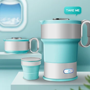портативный Электрический чайник объемом 600 мл, Складной Дорожный Силиконовый чайник, Походный Бойлер, чайник для чая, Домашний чайник с автоматическим выключением питания