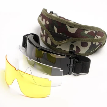 Тактические очки для занятий спортом на открытом воздухе, пеших прогулок и стрельбы, солнцезащитные очки с 3 линзами, многофункциональные очки для защиты от ветра и песка