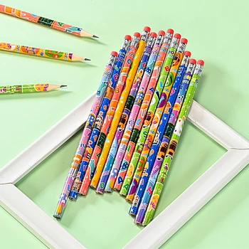 12шт Деревянный карандаш HB с ластиком Милый карандаш для рисования эскизов, канцелярские принадлежности для студентов, канцелярские принадлежности, подарок для детей