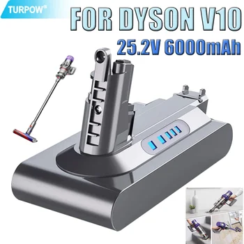 Сменный аккумулятор V10 25,2 В 6000 мАч для Dyson V10 SV12 Cyclone V10 Battery Vacuum V10 Absolute V10 Fluffy