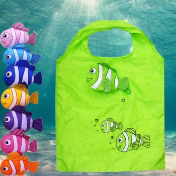 Новая складная Хозяйственная сумка без застежки, Многоразовая сумка-тоут, Мультяшная Морская рыба, Овощи, Продуктовые магазины, сумки на плечо для хранения