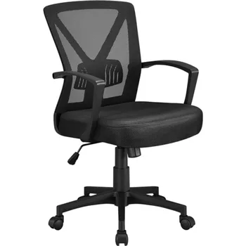 Офисное кресло SMILE MART с регулируемой сеткой, кресло руководителя со средней спинкой на колесиках, черный