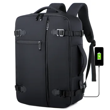17-дюймовый Мужской рюкзак для ноутбуков для мужчин, водонепроницаемый Оксфордский ноутбук, Многофункциональные сумки с возможностью расширения, Черные рюкзаки для деловых поездок