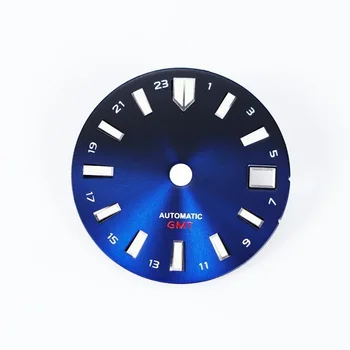Аксессуары для часов Модифицированы Для NH34 GMT Универсальный Циферблат Skx007 Abalone ММ Циферблат Часов NH35 Корпус 28,5 мм Sunburst Синий Люминесцентный