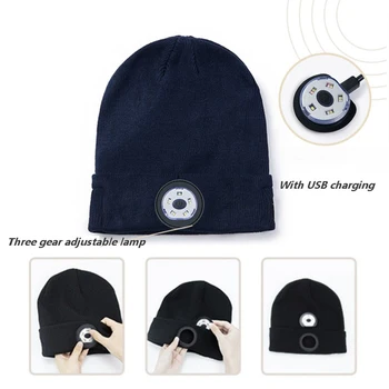 1 шт. Гарнитура Bluetooth 5.0 Повязка на голову Теплая музыкальная шляпа Беспроводная музыкальная шапочка Hands Free Cap USB Зарядка Доступны 3 режима 300 мАч LED