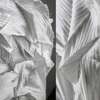 Белая плиссированная ткань для рисования фона, Креативная для самостоятельного шитья плиссированной одежды, Полиэфирные ткани, Отделочный материал