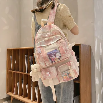 Новый Модный Холщовый Рюкзак Bandhnu Harajuku Kawaii Студенческий Рюкзак Для Книг Для Девочек-подростков, Сумка Через Плечо Большой Емкости, Дорожный Рюкзак