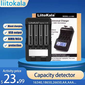 Liitokala Lii-500 3,7 В литий-ионный аккумулятор 1,2 В Ni MH смарт-зарядное устройство 18,650 26,650 17,355 18,350 14,500 Детектор емкости AA AAA