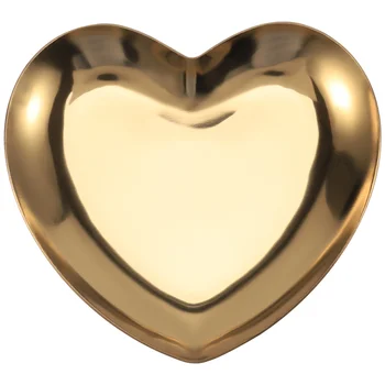 Сервировочная тарелка для ювелирных изделий в форме сердца, Металлический лоток Для хранения, Фруктовый поднос Home Gold