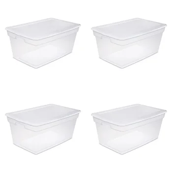 90 Qt. Ящик для хранения Пластиковый белый, набор из 4 контейнеров для хранения, бесплатная доставка
