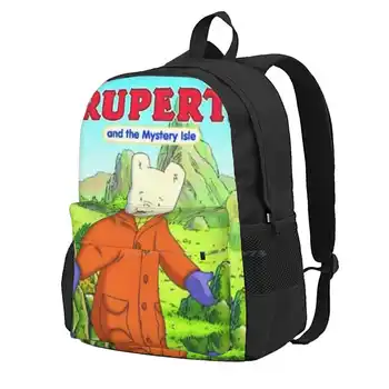 Детская футболка с рисунком Медведя Руперта, Школьная сумка для хранения, Студенческий рюкзак, Комиксы 
