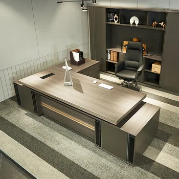 Современный минималистичный стол генерального менеджера, домашняя спальня, для одного человека с боковым шкафом, большой письменный стол, стол босса