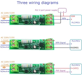 OP22B01 5X AC 110V 220V - 3.3V 5V 12V 24V Модуль Обнаружения Сигнала напряжения Плата Включения/Выключения Сигнализации для Модуля ввода-вывода PLC RS485