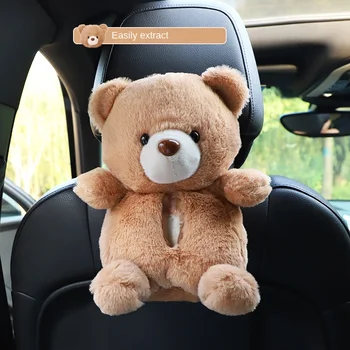 Плюшевый медведь автомобильная коробка для салфеток мультяшный автомобиль подвесная бумажная коробка милый подлокотник коробка автомобильная накачка ткани