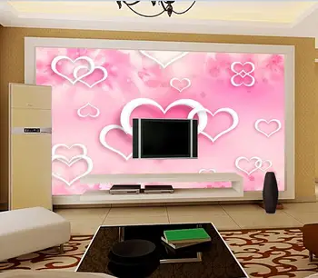 beibehang 3d обои на заказ фреска нетканая 3d наклейка для комнаты Розовое сердце снежинки живопись фотообои для стен 3 d