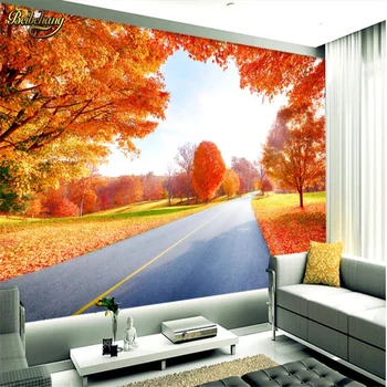 beibehang Пользовательские Фотообои, настенные наклейки, Экстремальное визуальное расширение пространства, Осенняя Елочная аллея, стена для телевизора в гостиной