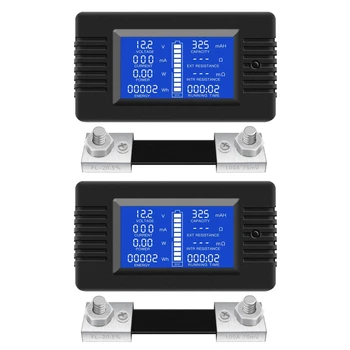 2X Измеритель мощности многофункционального аккумулятора постоянного тока с ЖК-дисплеем (широко применяется к аккумулятору 12V/24V/ 48V RV/Car)