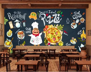 Изготовленные на заказ большие обои 3d доска ручная роспись пиццы фреска ресторан западной кухни фоновое украшение стен papel de parede