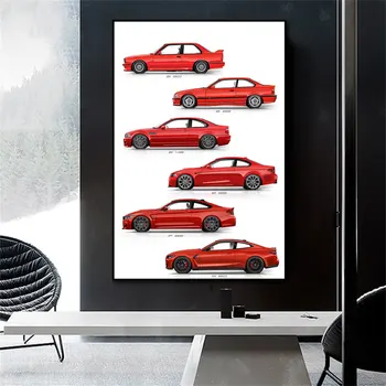 E30 Car Evolution Sport Гоночный автомобиль Картина на холсте Печать плаката Домашний декор Настенная картина для гостиной Бескаркасная