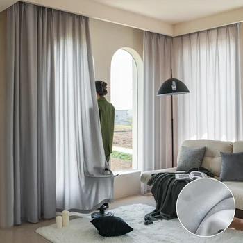 Полувельветовые шторы для гостиной, современная полупрозрачная занавеска для двери в кухню, прихожую, Cortinas, готовая ткань на заказ